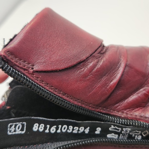 Remonte Womens Fleece Lined Burgundy Leather Ankle Boots Booties Size 40 US 8.5 - Picture 7 of 10